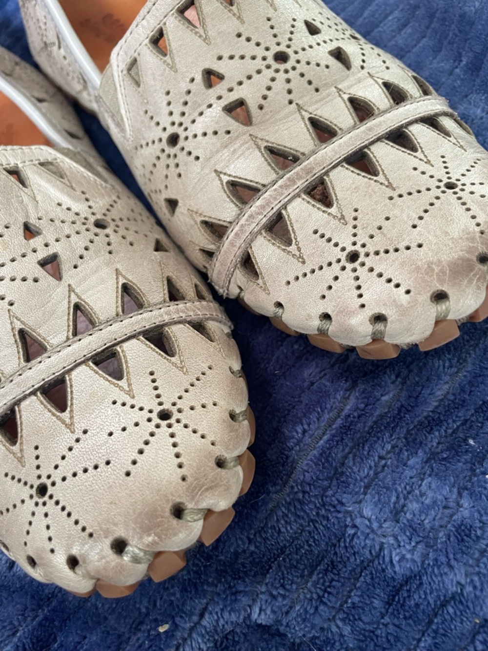 Spring Step Women's Light Gray Perforated Leather Slip-On Loafers - Picture 4 of 10
